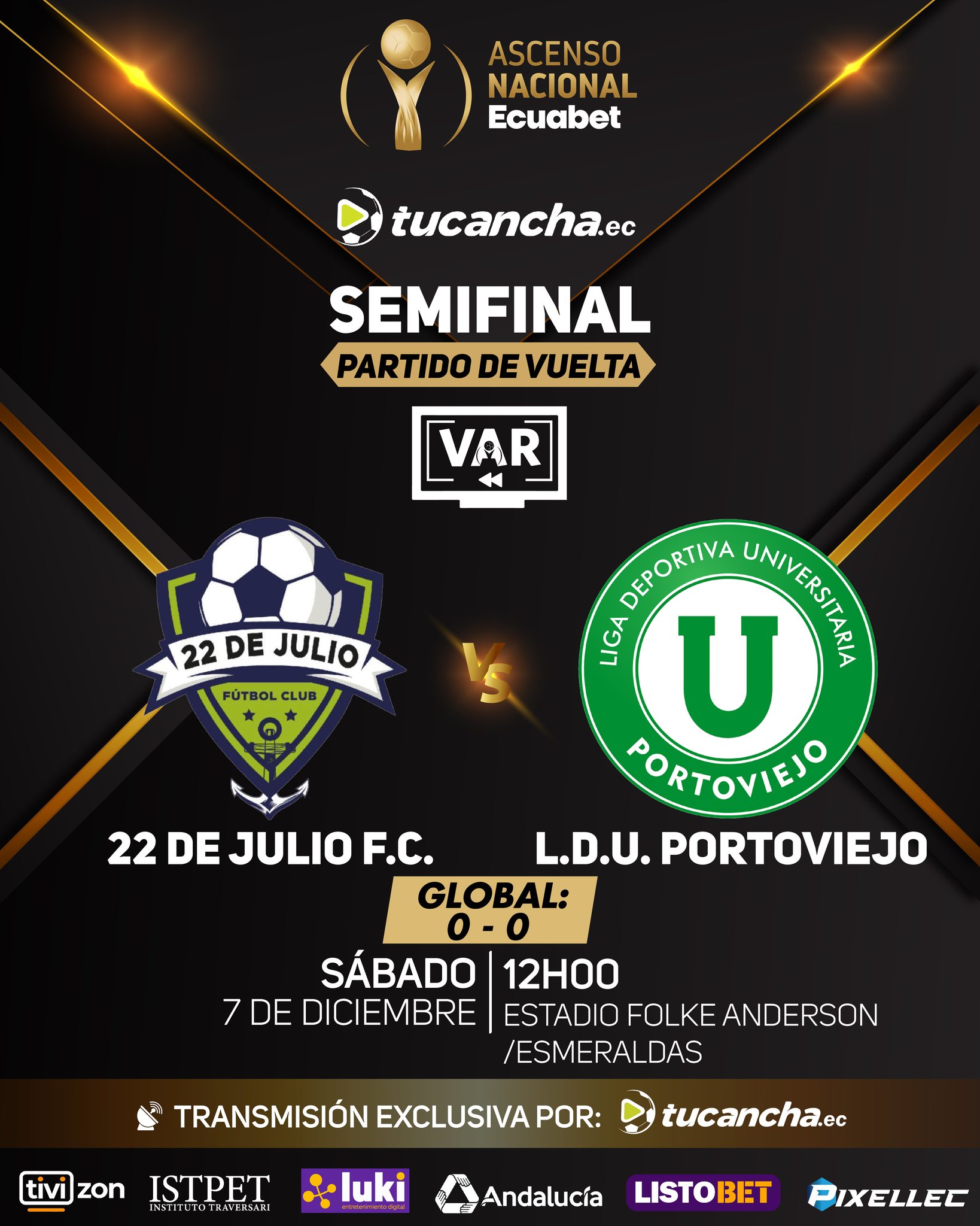 22 de Julio VS Liga de Portoviejo SEMI Ascenso Nacional 2024 Ecuador VUELTA