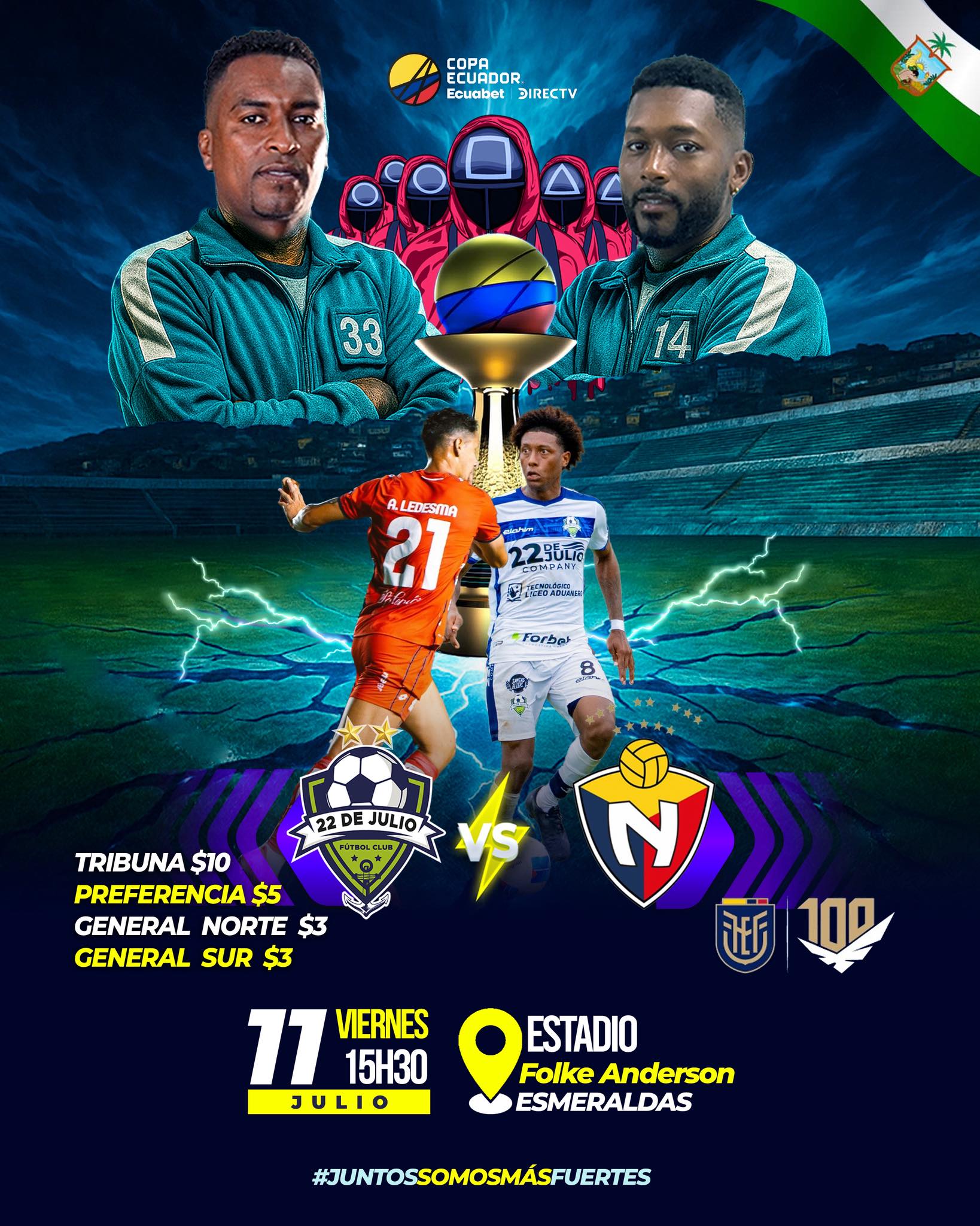 Fixture El Nacional VS 22 de Julio16 avos. de Final Copa Ecuador 2025 Original.