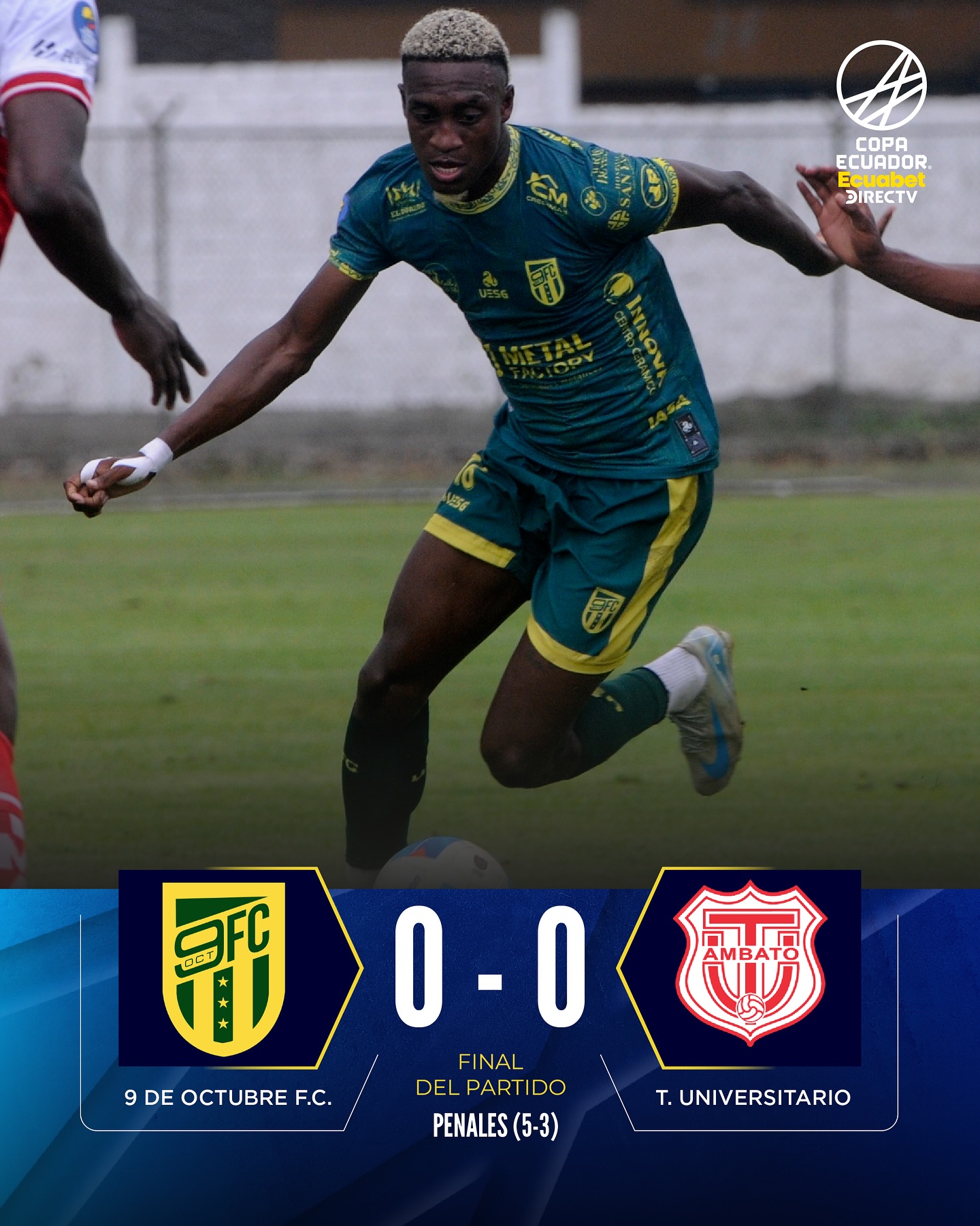 9 de Octubre VS T. Universitario 16avos. Copa Ecuador Resultado