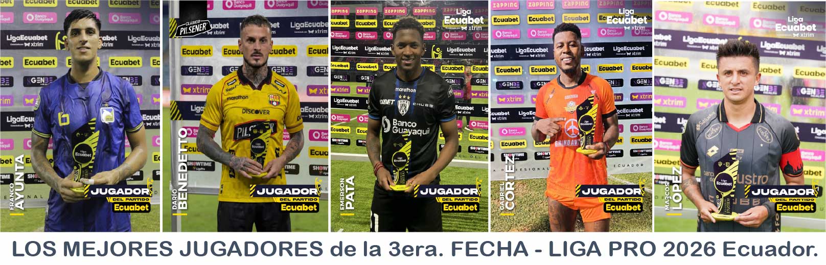 Los Jugadores de la 3era. Fecha Liga PRO 2026 Ecuador