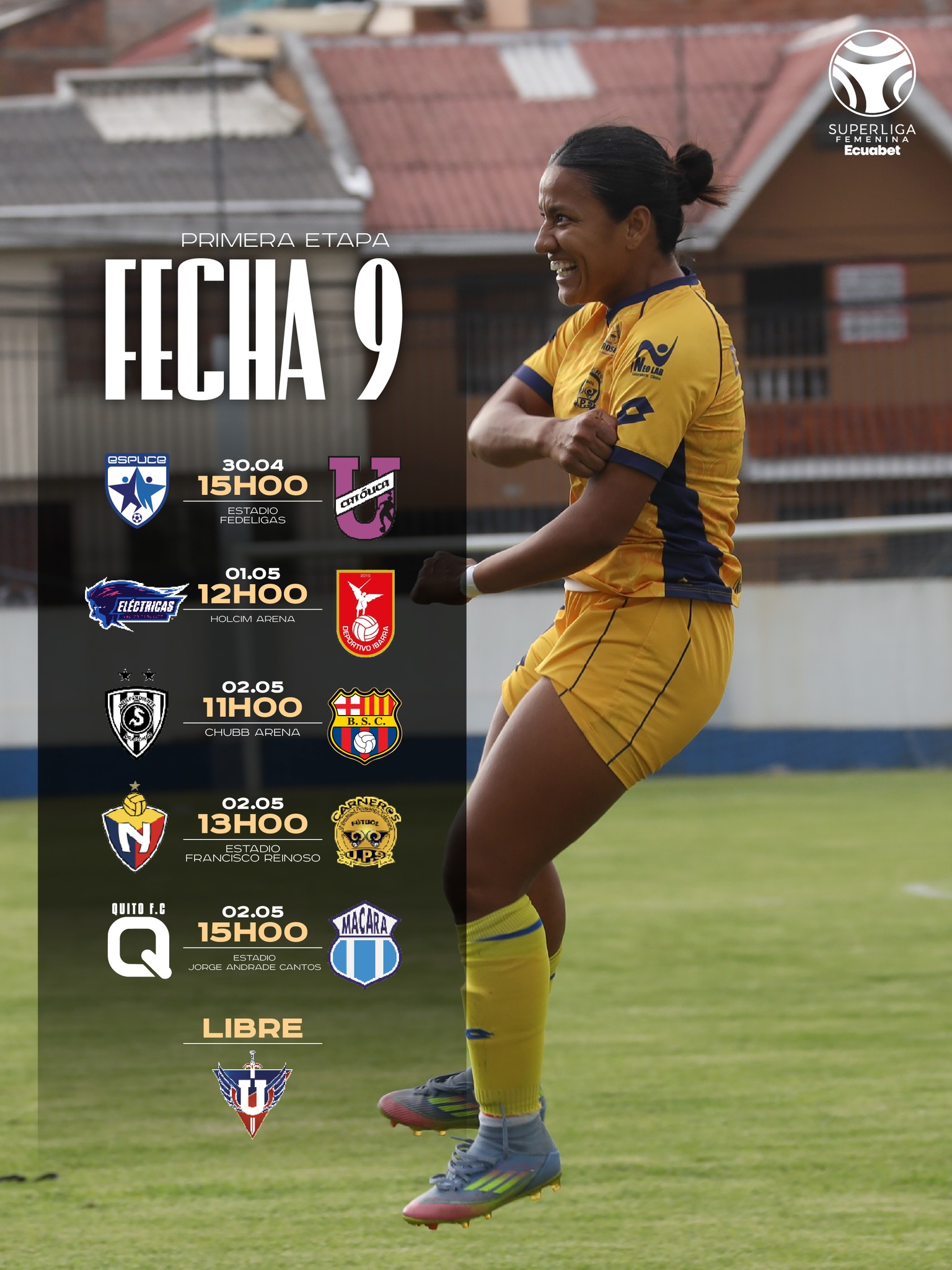 Fixture 9na. Fecha Super Liga Femenina 2026 Ecuador