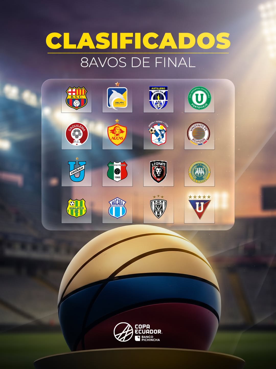 Clasificados 16avos de Final Copa Ecuador 2026